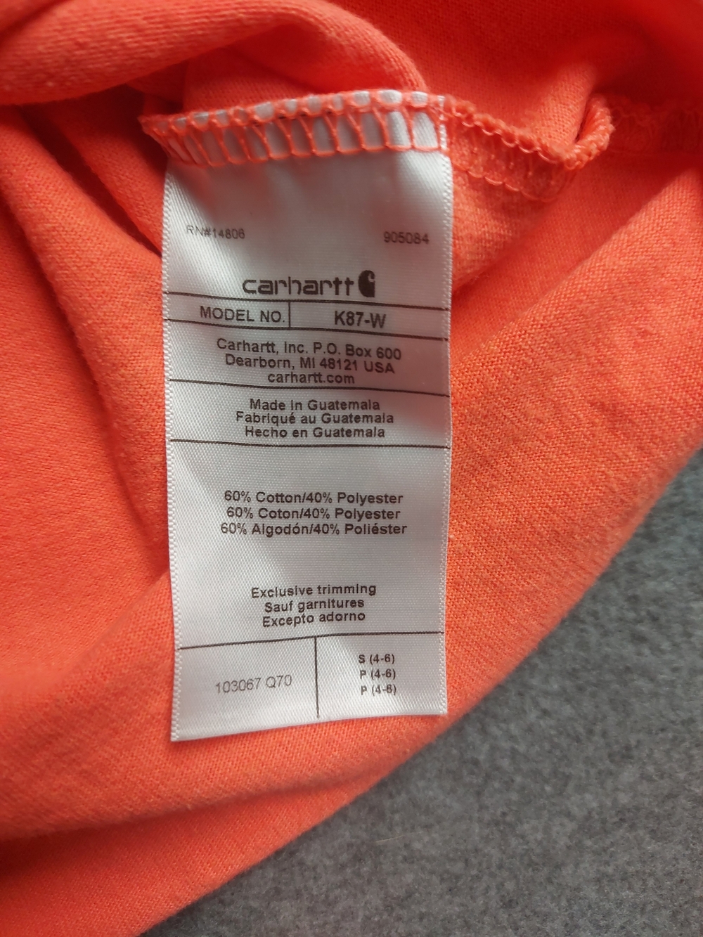 Carhartt Bright Orange/pink Pocket T-Shirt Loose Fit Size Small - Picture 4 of 5
